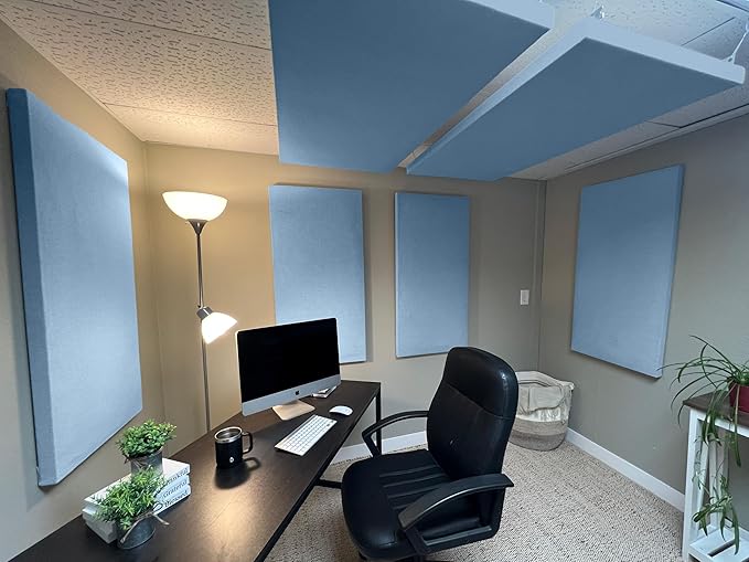 ATS Acoustics Home Office Residential Acoustic Treatment Room Kit Sound Absorbing Acoustic Panel 6 Pack for 50-100 Sq Ft (Light Blue)