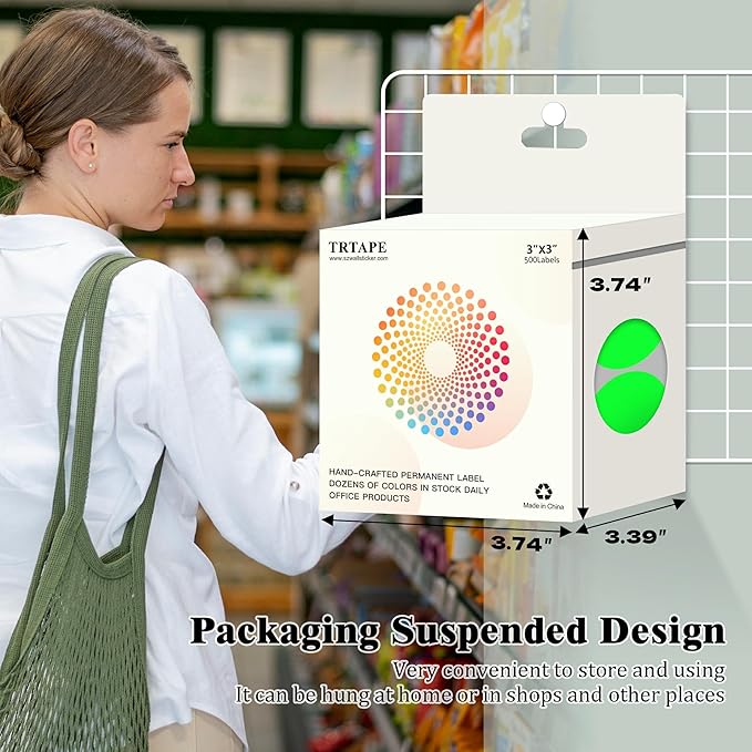 3 Inch Round Colored Dot Stickers, 2000 PCS, 4 Rolls in Dispenser Box - Fluorescent Green Circle Color Coding Labels Dot Labels for Office, Home, Inventory Organizing