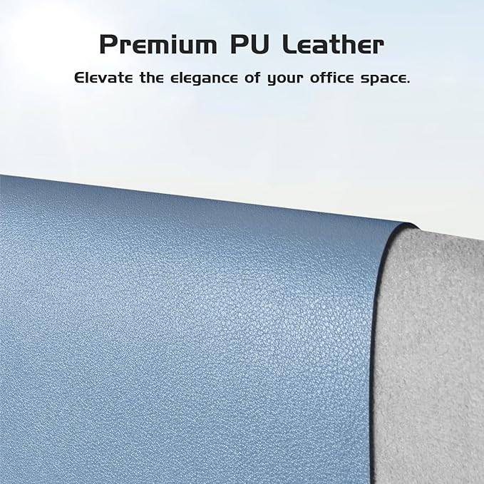 Aothia Leather Desk Pad Protector, Office Desk Mat, Large Mouse Pad, Laptop Desk Pad, Non-Slip PU Leather Desk Blotter, Waterproof Desk Writing Pad for Office and Home (Denim Blue, 47" x 24")