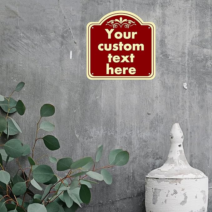 Custom Sign, Custom Indoor/Outdoor Decorative Sign，Aluminum Weatherproof Metal Sign Multiple Sizes, Customize for Office, Business, Workplace, office, Home, Delivery Signs, 10*10 Inch, Reddish