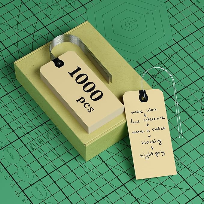INNOVART Shipping Tags - Double Wired 4 1/4" x 2 1/8", Manila Wire Tags with Reinforced Eyelet, Case of 1000