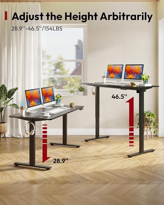 SANODESK Electric Standing Desk 79 x 32 Inches Height Adjustable Stand Up w/6-Button Ergonomic Computer Desk with Splice Board for Home Office, Black Frame + Black Tabletop