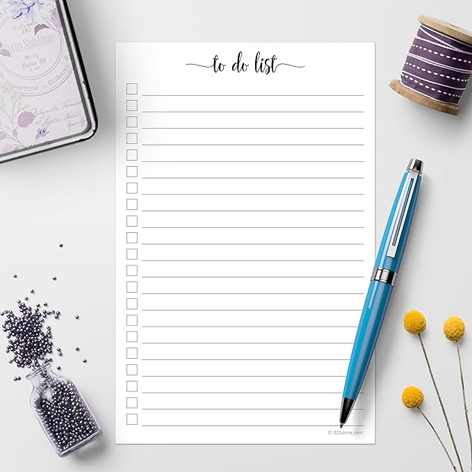 321Done To Do List Notepad - Pack of 2-50 Sheets (5.5" x 8.5") To-Do's Notepad Tear Off, Planning Memo Pad, Planner Checklist Organizing - Wide-Ruled