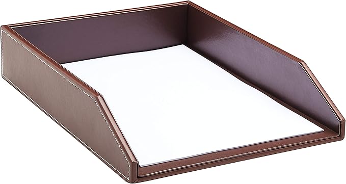 Gallaway Leather Letter Desk Organizer - Premium PU Leather Perfect for Office Organization, Document Holder Fits A4 Paper, Stackable Drawers for Extra Desk Storage