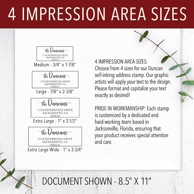 The Duncans Personalized Self-Inking Address Stamp | Envelope Return Address Stamp for Couples and Families | Custom Rubber Address Stamp (Large)