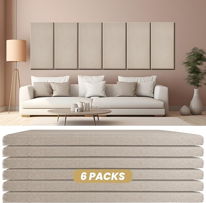 6 PCS Acoustic Panels, Large Soundproof Wall Panels, Professional Fiberglass Sound Absorbing Panels, 23.6x11.8 Inches Sound Proof Foam Panels for Walls, Studio Home Offices