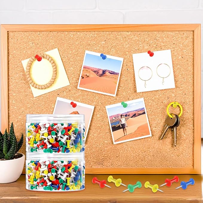 2500 Pcs Multicolor Push Pins Thumb Tacks for Wall Hangings, Cork Board, and Bulletin Board Pushpins for Office Personal Use, Standard Size Push Pin Tacks