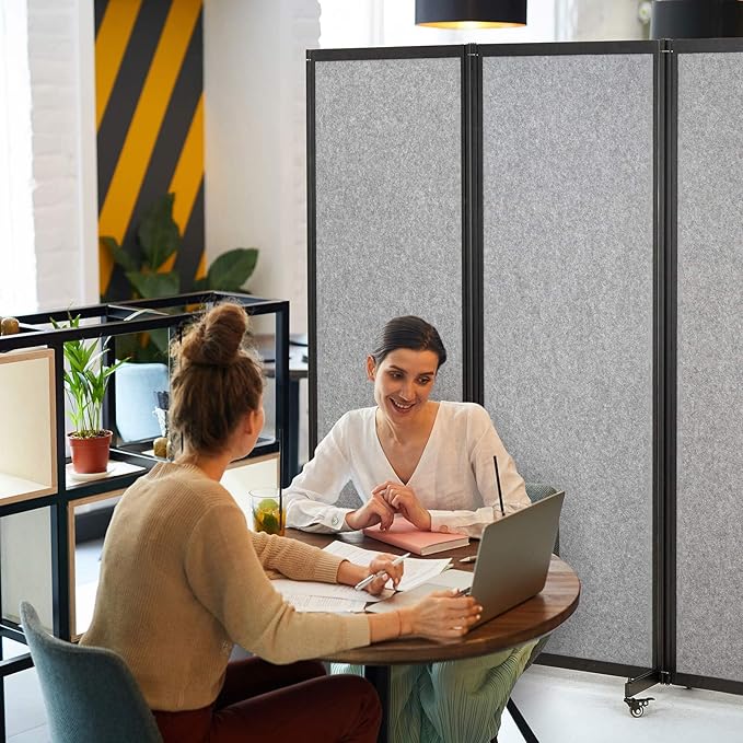Strongbird Room Partition,Office Divider,Portable Commercial Screen Dividers,Privacy Partition Separator,Classroom School Dividers,12'7"L* 6'7"H,6 Panel,Light Grey