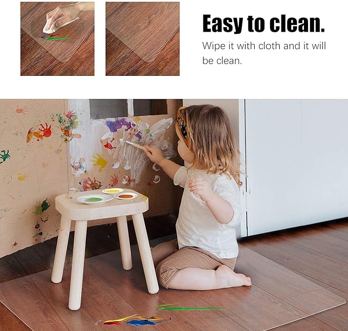 Kuyal Clear Chair Mat, Hard Floor Use, 48" X 53" Transparent Office Home Floor Protector mat Chairmats (48" X 53" Rectangle)