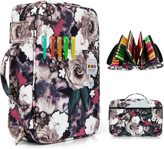 YOUSHARES Pencil Holder 300 Slots - 300 Slots large Pen Case Organizer with Multilayer Holder for Prismacolor Colored Pencils & Gel Pen (Grey Rose)