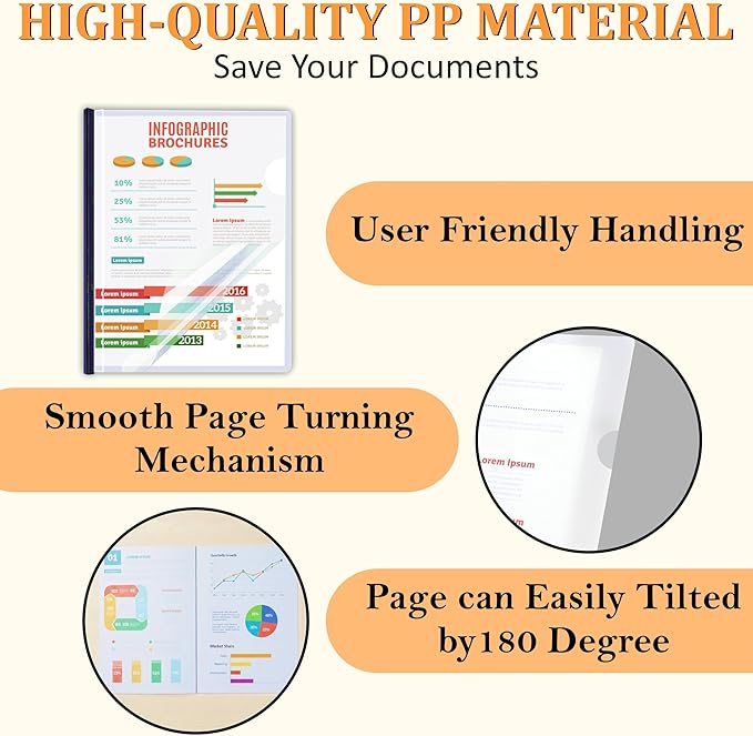 20 Pack Report Covers with Sliding Bar - Clear Plastic Presentation Folders for A4 & Letter Size Paper, 70 Sheet Capacity File Document Binder for School, Office, Resume & Business Use