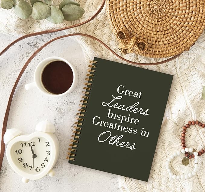 OXW Leadership Gifts Notebook Journal, Leader Gifts for Women Men, Meeting Notebook for Work, Thank You Gifts for Leader Boss Mentor Supervisor, Olive Green Spiral Notebook 5.5 x 8.3