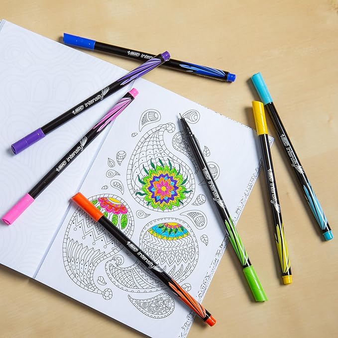 BIC Intensity Fineliner Marker Pen Set, Fine Point Pens (0.4 mm), Assorted Colors, 24-Count Pack, Markers for School