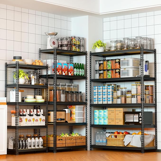 LEVELEVE 5-Tier Storage Shelving Unit, 2020 lbs Capacity, Heavy Duty Adjustable Metal Utility Shelf, 48" L x 18" W x 73" H for Garage, Kitchen, Pantry, Basement, Bathroom, Laundry, 4 Pack
