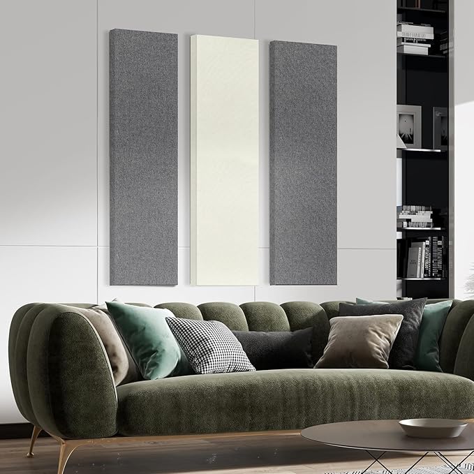 2 Pack 2" Thick Acoustic Panels, 47.24" X 11.81" Fiberglass Wall Panel, Acoustic Panels Sound Absorbing for Office, Studio, Home Theatre - Beige