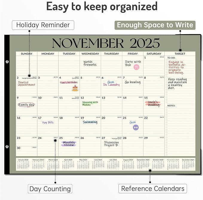 Forvencer 22" x 17" Large Desk Calendar 2026, 20 Months Calendar Runs from November 2025 to June 2027, 2026 Desk Calendar Monthly Planner with Plastic Cover for Home School Office, Pink