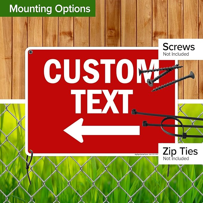 Custom Arrow,Custom Directional Sign, Left Arrow,10x14 Inches, Rust Free .040 Aluminum, Fade Resistant, Made in USA by My Sign Center