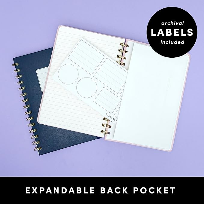 PAPERAGE Lined Spiral Journal Notebook, (Slate Blue), 160 Pages, Hardcover Journal for Women & Men, Medium 5.5 in x 8 in - 100 GSM, Thick Paper, Spiral Notebook for Work, School & Journaling