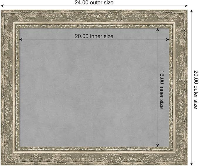 Amanti Art Silver Framed Magnetic Board 20x24 Small Vision Board for use with Magnets, 100% Metal Sheet to Display Items as Office Decor or for Home Organization in mudroom, Kitchen or Kids Room