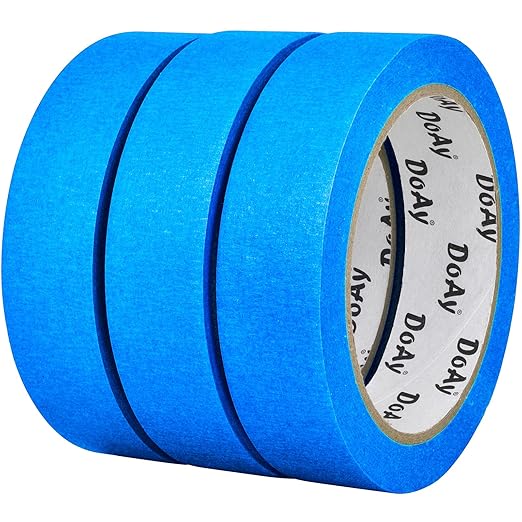 DOAY 3 Pack Blue Painters Tape - Masking Tape 1 Inch Wide - Multi-Surface, Smart Adhesion, Indoor & Outdoor - 300FT Total - Paint Tape for DIY, Labeling, Art, Car, General Purpose (#3910)