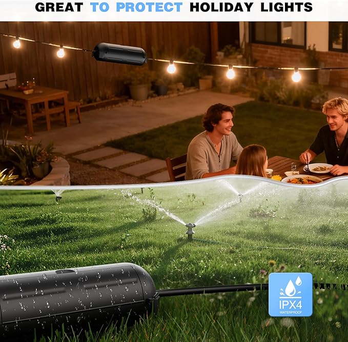 Flemoon [9 Pack] Outdoor Extension Cord Safety Cover, IPX4 Waterproof Connection Protector, Weatherproof Electrical Box for Outdoor Plug, Outlet, Holiday Light, Christmas Decorations, Black