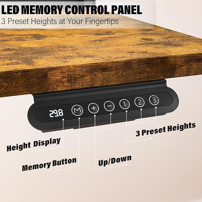 Kingant 55 x 24 Inch Electric Standing Desk with 4 Drawers, Height Adjustable Sit to Stand Computer Desk with Storage Shelf and C-Clamp Mount Compatibility for Home Office, Rustic Brown