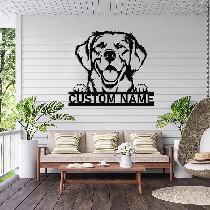 Dyoart Custom Dog Metal Signs - Personalized Metal Dog Decor, Rustic Farmhouse Dog Signs for Home Decor, Dog Metal Wall Art, Family Name Sign, Gifts for Mom Dad Dog Lovers, Dog Room Decor