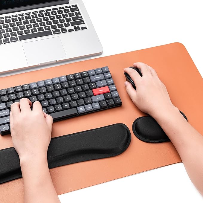 Hoewina Keyboard Wrist Rest,Ergonomic Wrist Rest,Superfine Fabric and Gel Memory Foam Wrist Pad for Computer Keyboard for Easy Typing & Pain Relief, Suitable for Office, Family, Outdoor, Pink Marle