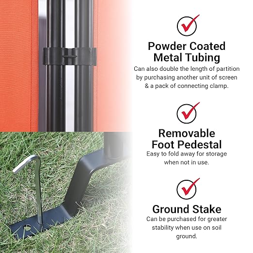 Proman Products - Galaxy Section Divider, Water Repellent Fabric Room Divider with Black Powder Coated Metal Frame for Indoors or Outdoors (Orange)