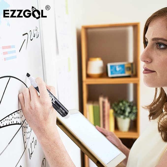 Ezzgol Dry Erase Markers Bulk, 72 Pack Black Low Odor Whiteboard Markers