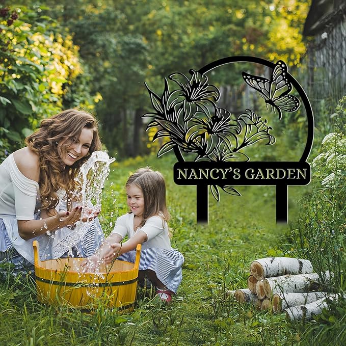 Personalized Garden Signs | Customized Metal Yard Sign Stakes | Custom Butterfly Garden Name Sign | Garden Signs to Personalize | Custom Yard Signs with Stakes | Garden Art Outdoor