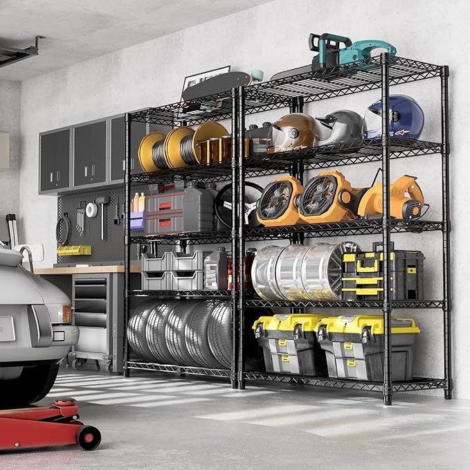 M MZG 1750 lbs Steel Storage Shelving 5-Tier Utility Shelving Unit Steel Organizer Wire Rack for Home,Kitchen,Office,Garage, 1750 LBS Capacity 17.7" D x 47.2" W x 72.3" H