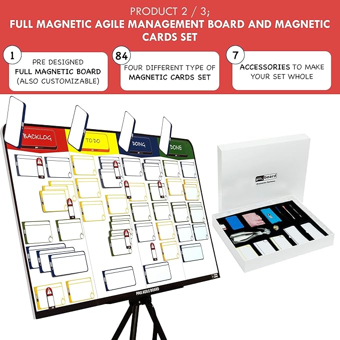 pmxboard Project Management Board Set, Combo Set XXL. Agile Project Management Mega Bundle Project Kit. Full Magnetic Kanban Board Set, Portfolio Management Board Set, Desktop Kanban Board Set, 3 in 1