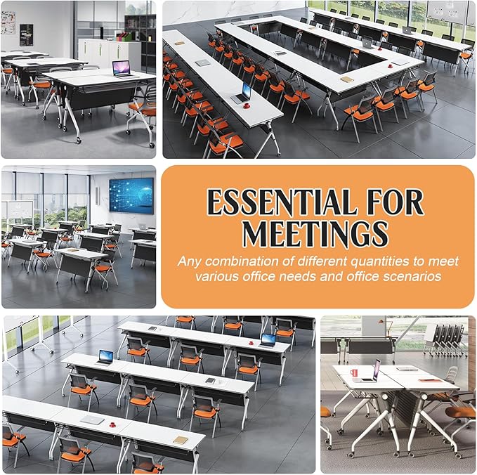 Conference Table,55.1''Folding Conference Room Table for 4-12 People,Mobile Flip Top MeetingTraining Table with Different Coulor and Styles for Offices, Classrooms,Meeting Room (2, C)
