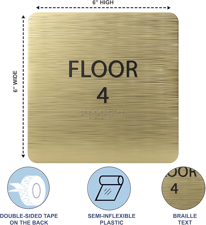 Cold Blue ADA Floor 4 Sign with Braille – Made from Durable Acrylic and Ready to Mount