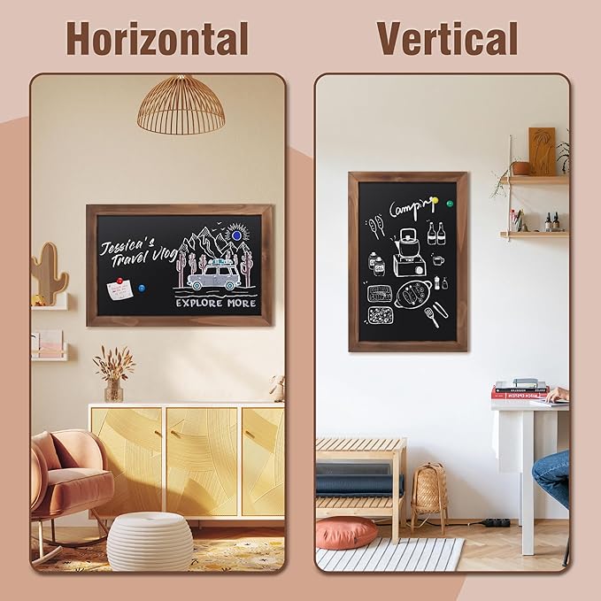 SELEAD 100% Real Wood Frame Magnetic Chalkboard Words Sign - 20" x 30" Rustic Wall Decor Bulletin Chalk Board for Home Kitchen, Business, Restaurant, Farmhouse