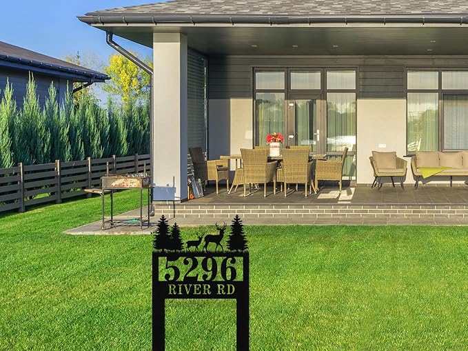 Personalized Deer Metal House Numbers with Stake,Custom Address Yard Signs with Stakes, Custom House Numbers for OutsidePersonalized House Number Sign, Personalized Housewarming Gifts