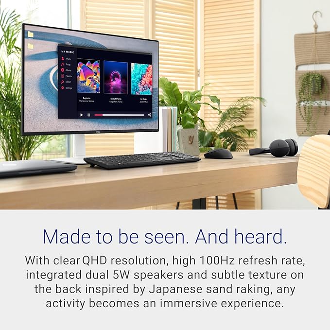 Dell S2725DS Monitor - 27 Inch, QHD (2560x1440) Display, 100Hz refresh rate, 1500:1 contrast ratio, TÜV Rheinland Eye comfort 4 Star,Integrated 2x5W speaker, Height/Tilt/Swivel/Pivot- Ash White color