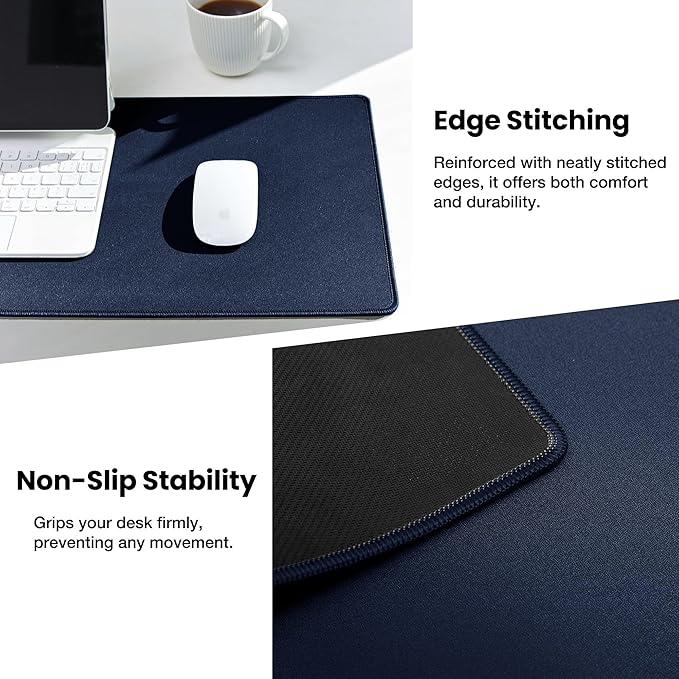 ALOANES Waterproof Mouse Pad with Durable Stitched Edge, XXXL gaming Keyboard Pad, Non-Slip Rubber Base Mouse Mat, Extended Desk pad for Gamer, Office & Home, Dark Blue Mousepad 35.4''x 15.7''x 0.12''