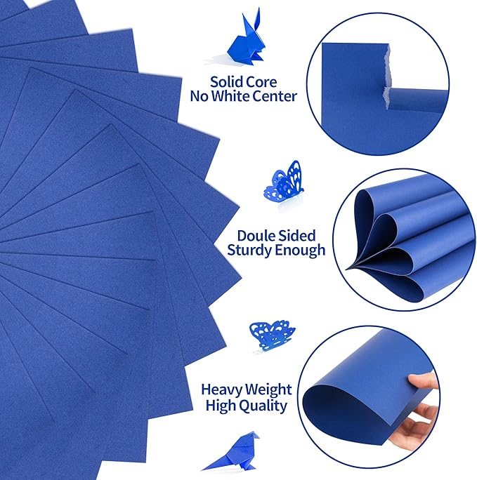 25 Sheets Navy Blue Cardstock - 8.5'' x 11'' Double-sided Cover Card Stock 92lb/250gsm Heavyweight Thick Paper for Art Crafts Scrapbooking DIY Cards Party Décor Invitations UAP13NB