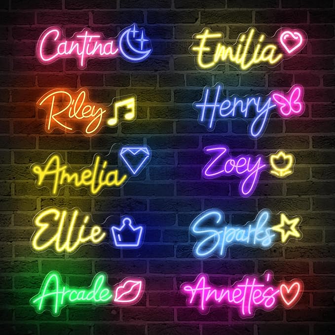 Custom Neon Name Sign Personalized for Boy Room Decor, Customizable Led Name Sign for Wall Decor, Customized Neon Name Sign for Wedding Decorations, Bedroom, Birthday Party Bar, DecoBrilliand, 12''-45''