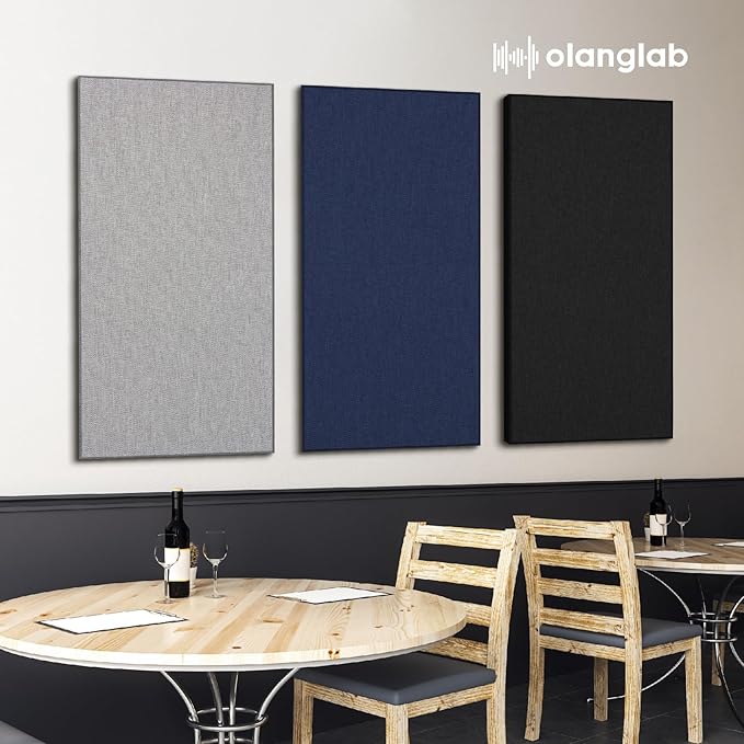 Olanglab Sound Absorbing Acoustic Wall Panels 2 Pack, 2'' 24''x48'' Fiberglass Sound Dampening Panels, Large Fabric Wrapped Sound Proof Panels for Walls (Black)