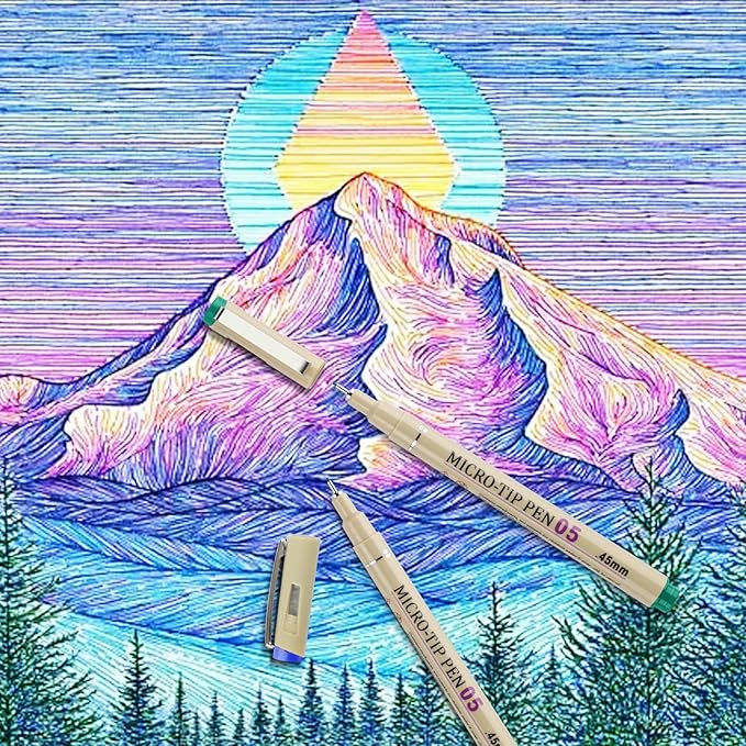 Attom Tech Art [24 Colors] 05 Micro, Fineliner Pen Set Ink, Fine Point Pen,Multi-liner, Sketching, Anime,Artist Illustrating/Technical Drawing, Office Documents…
