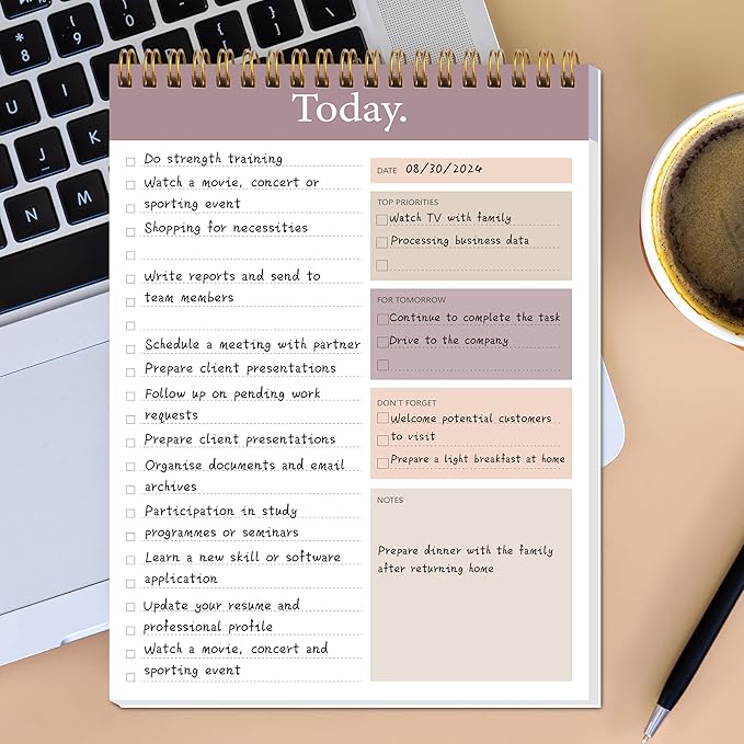 To Do List Notepad - Daily Planner Notepad Undated 52 Sheets, 6.5" x 9.8" Planning Pad Checklist Productivity Note Pad for Work and Personal Organized