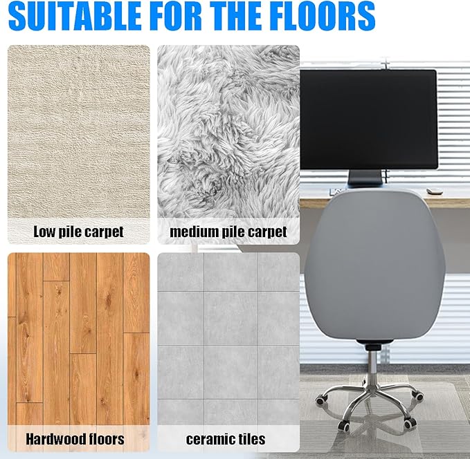 Placoot 48" x 36" Office Chair Mat for Carpeted Floors, 10 pounds Heavy Duty Crystal Clear Desk Chair Mat, Can be Used on Carpet or Hard Floor