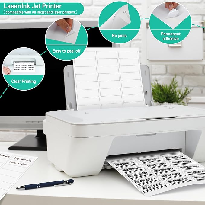 L LIKED Printable Address Labels, 1" x 2-5/8", 900 Labels, 30 per Sheet, Mailing Labels for Envelopes (30 Sheets)