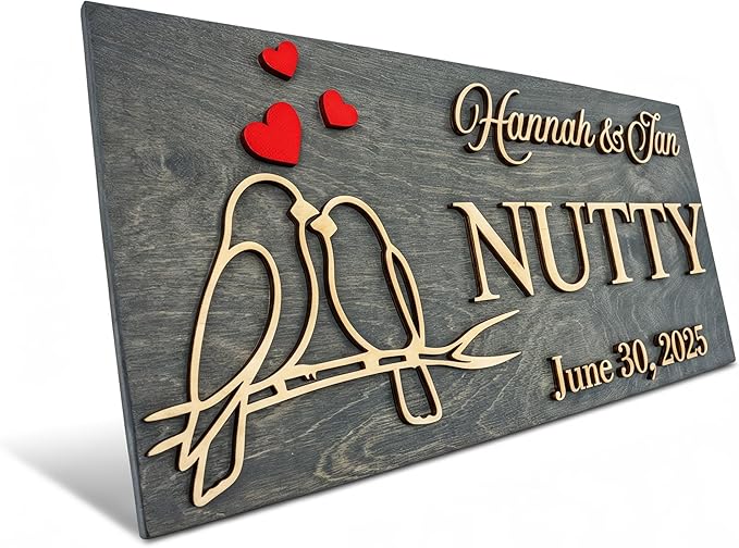 Custom Family Name Sign | Personalized Wooden Wedding Gift | Rustic Last Name Wood Plaque | Established Date Sign |Аnniversаrу (Nutty Style)