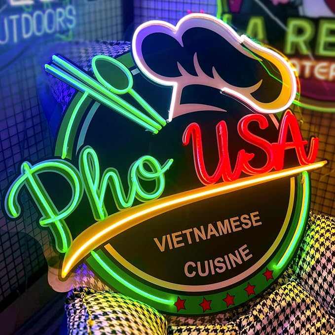 Custom Neon Sign Logo, Personalized LED Shop Name Logo Sign for Business Wall, Hanging Neon Lights Customizable Upload Picture UV Printed for Bar Nail Hair Office Room Home Decor, Size 10-60in Large
