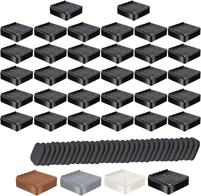 shouwuhho Furniture Risers, 32 Pack Bed Risers with Non-Slip Grip and Heavy Duty Support, 1 Inch 2 Inch 3 Inch 4 Inch Height Lift for Couch, Sofa, Table, Desk, Chair, Refrigerator - Black, 1 Inch