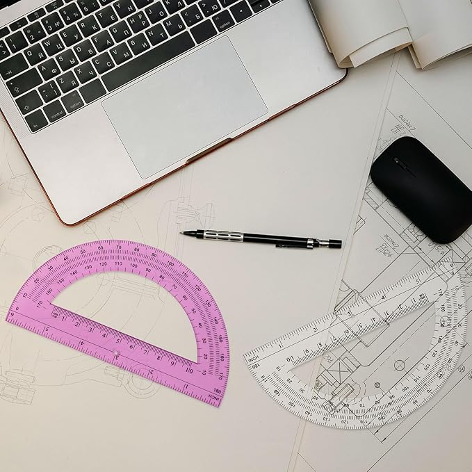 Zonon 36 Pack 6 Inch Plastic Protractor Christian Charity Donation 180 Degrees Pink Blue Clear Protractors for Classroom School Math Teacher Student Office Supplies Christmas Operation Gifts